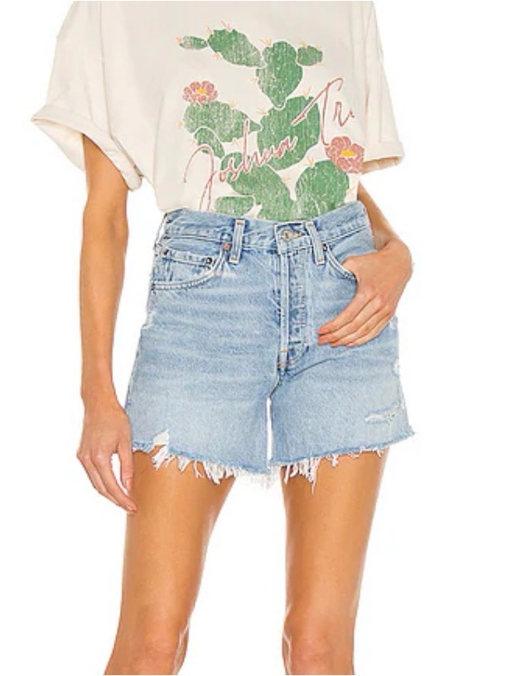 Agolde Parker Long Jean Shorts Denim Light Wash Size 29